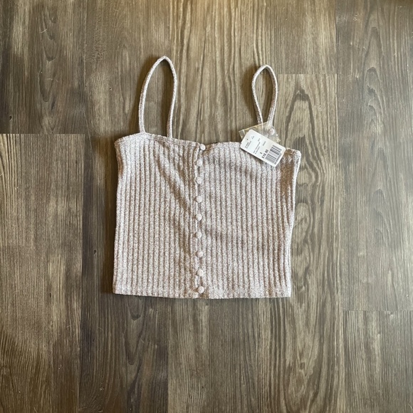 New Cream Knit Cami/Crop Top (Size Small) - Picture 2 of 4